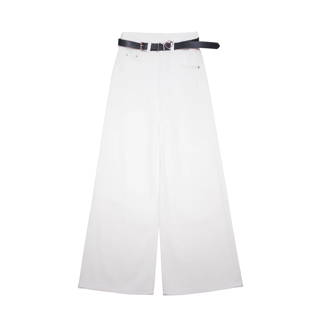 牛仔裤纯色小个子九分直筒裤时尚阔腿裤长裤高腰SS0145