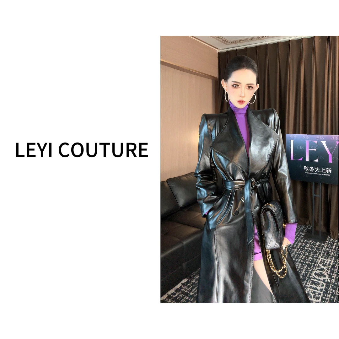 【 LEYI COUTURE】畑畑2025高端气质时尚“秋季上新”长款皮衣