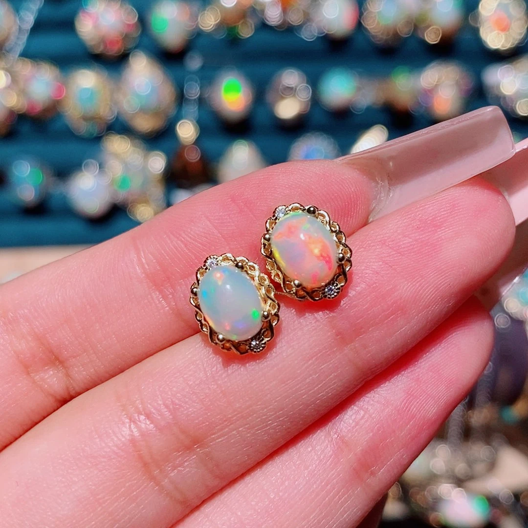 欧泊银S925镶嵌耳饰