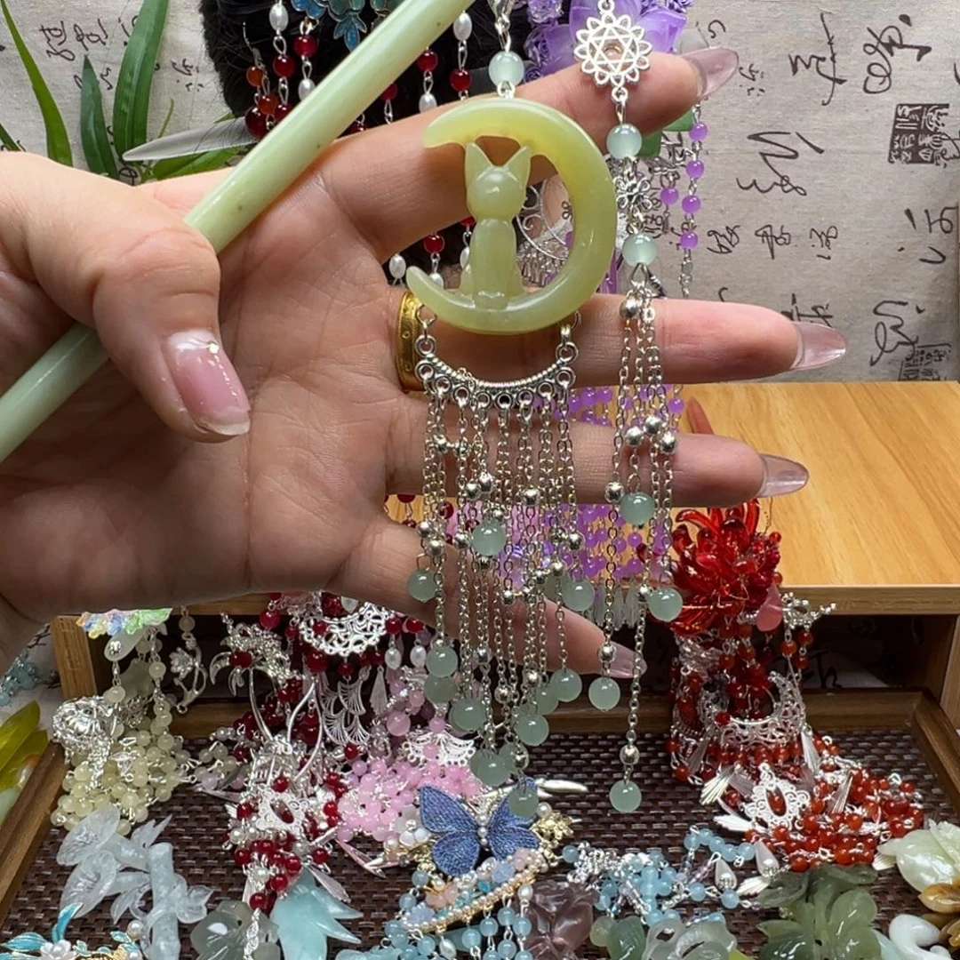 蛇纹石玉合金发饰