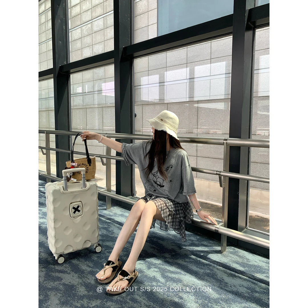 外卖到了「少女祈祷」格子半身裙女夏季不规则美式复古WM5ESQ10