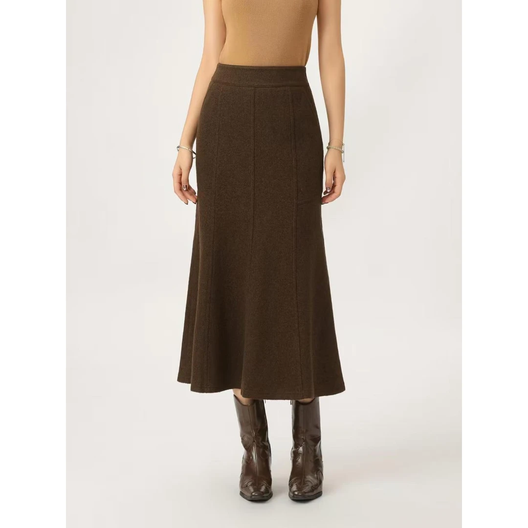 商场同款2025秋冬新款哥弟阿玛施正时尚羊毛修身鱼尾半身裙子女