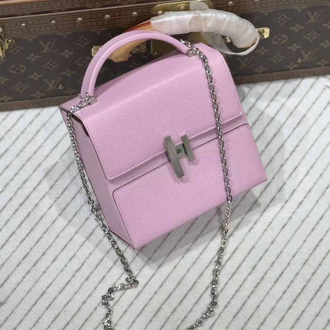 99新 Hermes/爱马仕 lina/d刻/爱马仕cinhetic锦葵紫银扣包