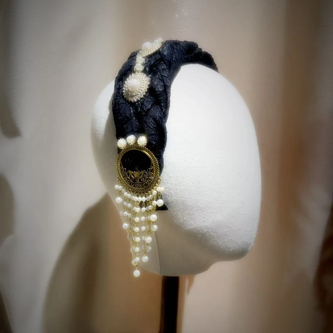 【白梵】极简风复古/宫廷日韩少女风发箍优雅秋冬丝绒富婆风