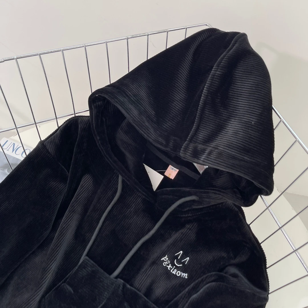 A4985小个子版 灯芯绒卫衣外套 加厚秋冬卫衣连帽