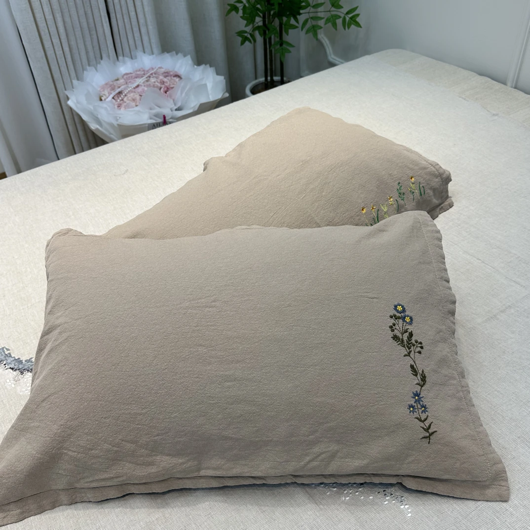 ｛有禾麻品｝汉麻 多种绣花枕套一对