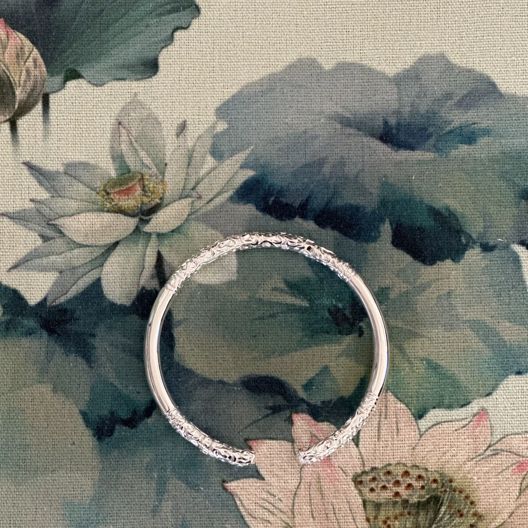 足银手镯 999.9祥云金箍棒男女情侣手镯