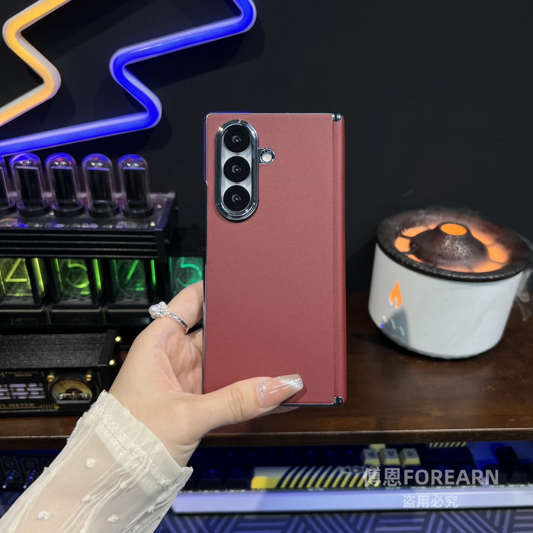 适用于三星GalaxyZFold7手机壳fold7折叠屏保护超薄素皮中轴后壳