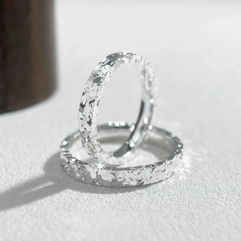 925银戒指 碎冰冰戒指女纯银小众设计轻奢高级感闭口情侣对戒