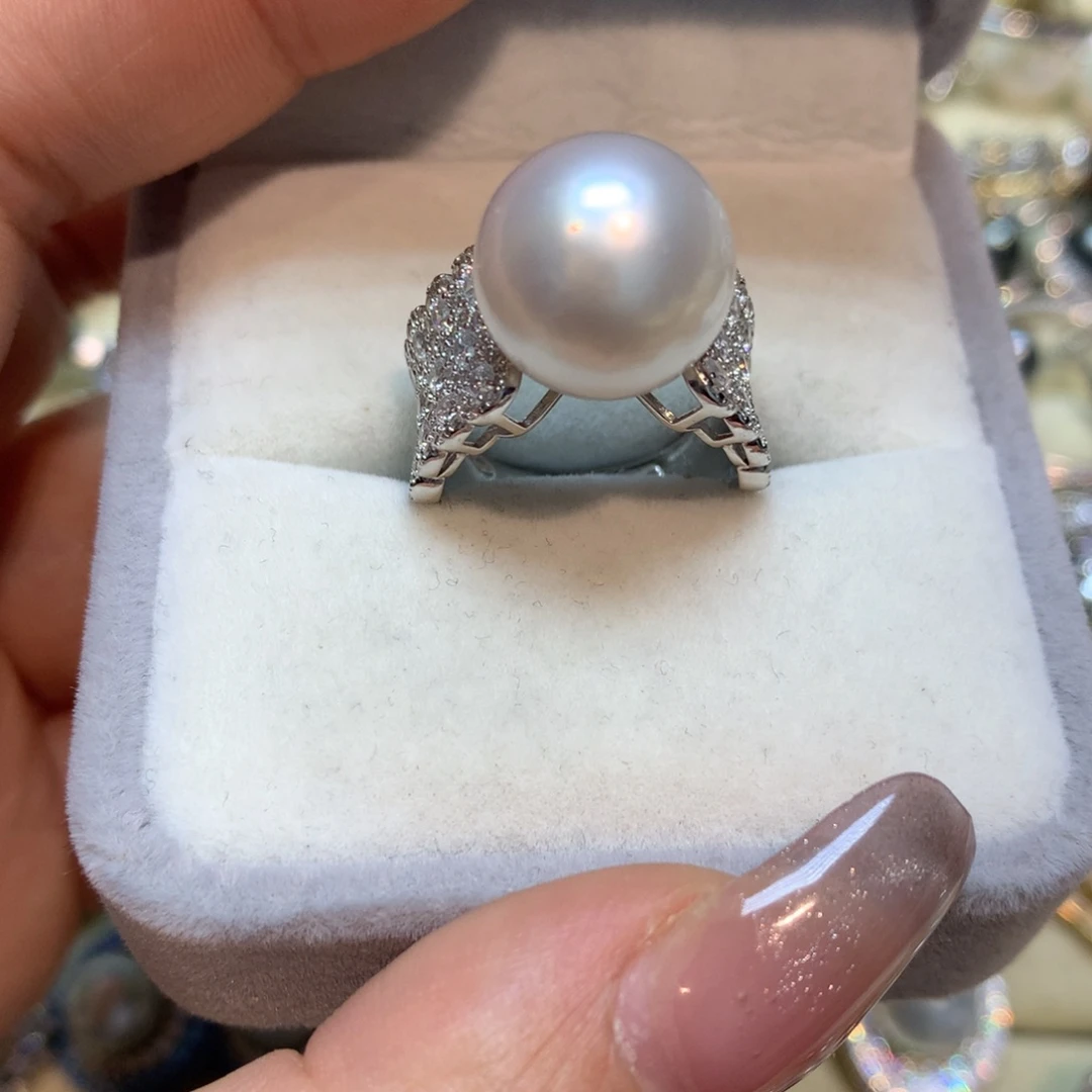 海水珍珠戒指银S925镶嵌