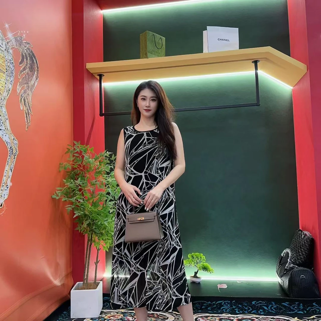 158多金大码气质减龄A字裙子四色拼接款夏季女装连衣裙女