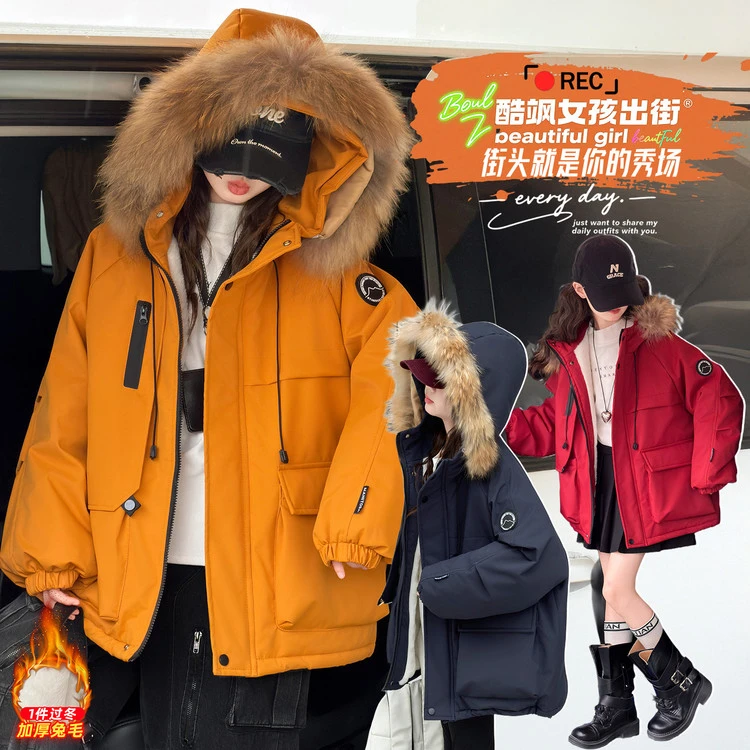 棉袄/棉服韩版纯色女童中大童