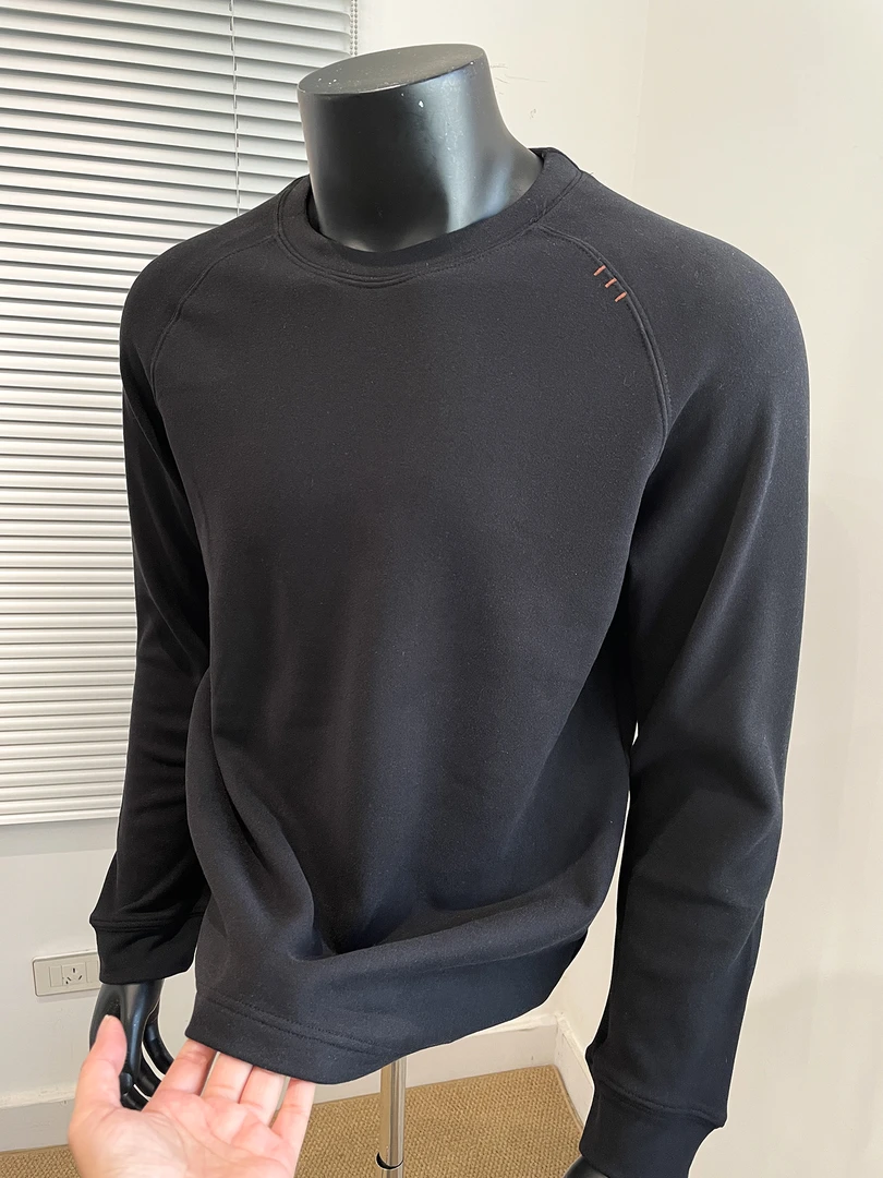 John Bunni德绒圆领插肩袖T恤男士秋冬季磨毛打底衫保暖内搭上衣