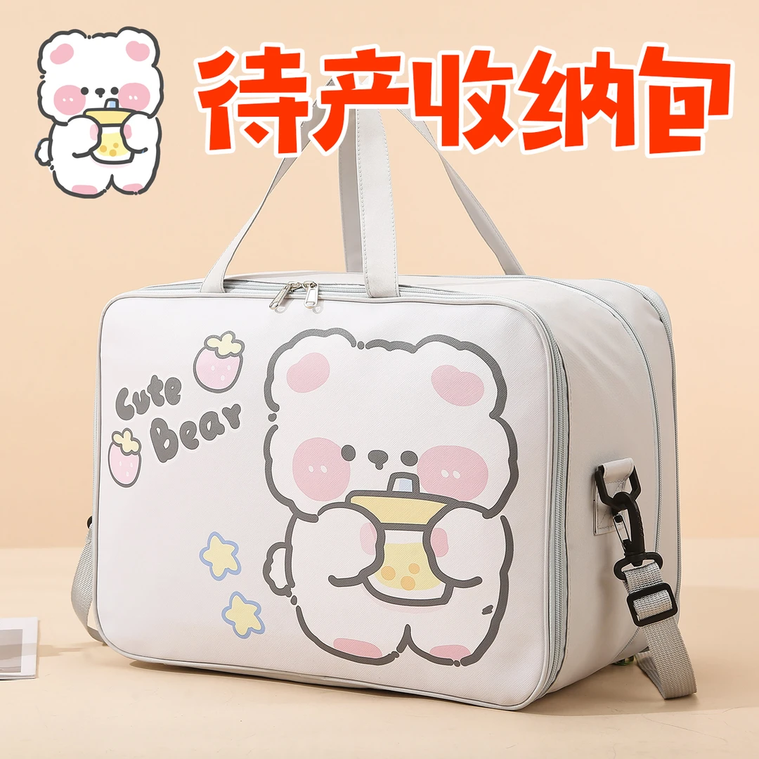 可爱短途双手提旅行包女轻便大容量产妇孕妇待产专用行李包收纳袋