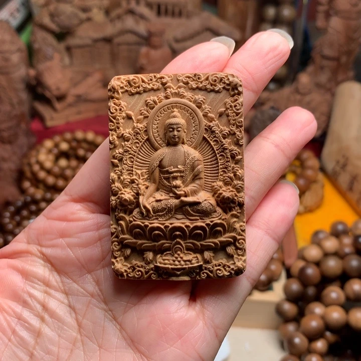 檀香木无事牌老山檀药师佛牌
