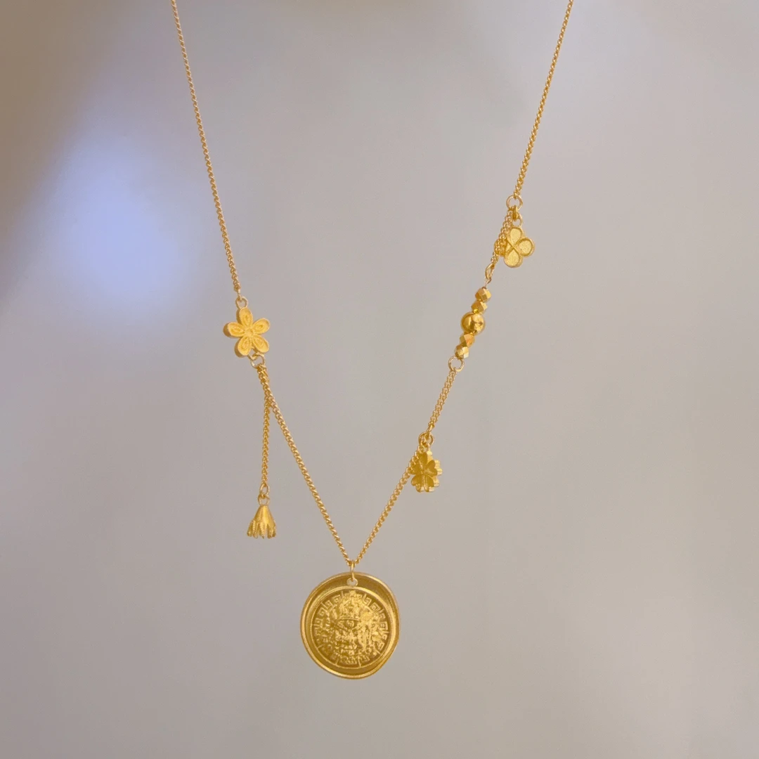 5G工艺足金999黄财神流苏套链