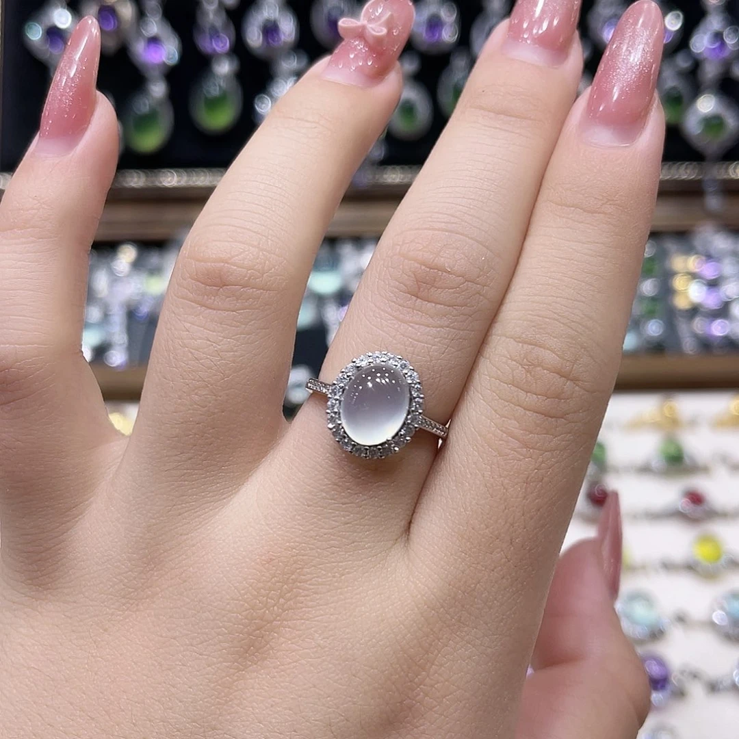 〆***存蛇纹石玉银S925镶嵌戒指