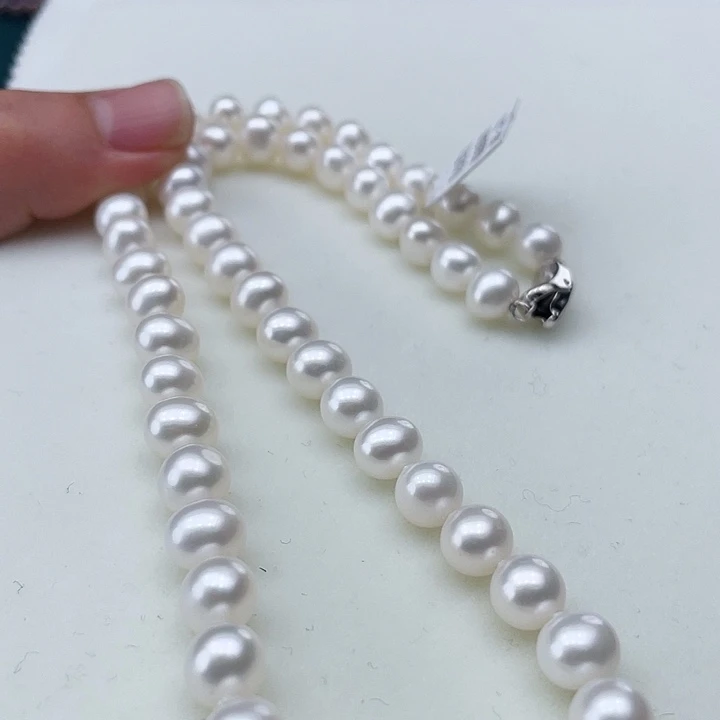 淡水珍珠颈饰银S925镶嵌卡8极光冷白高品