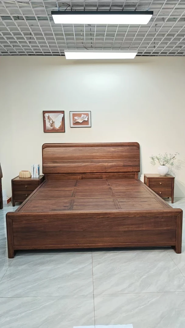 F18-7 简约禅意北欧主卧室储物成套高箱胡桃木主卧轻奢大床家用