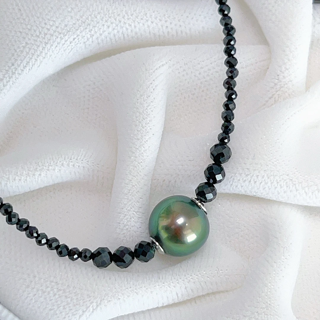 大溪地天然海水珍珠套链甜酷风时尚百搭款 9+MM S925银