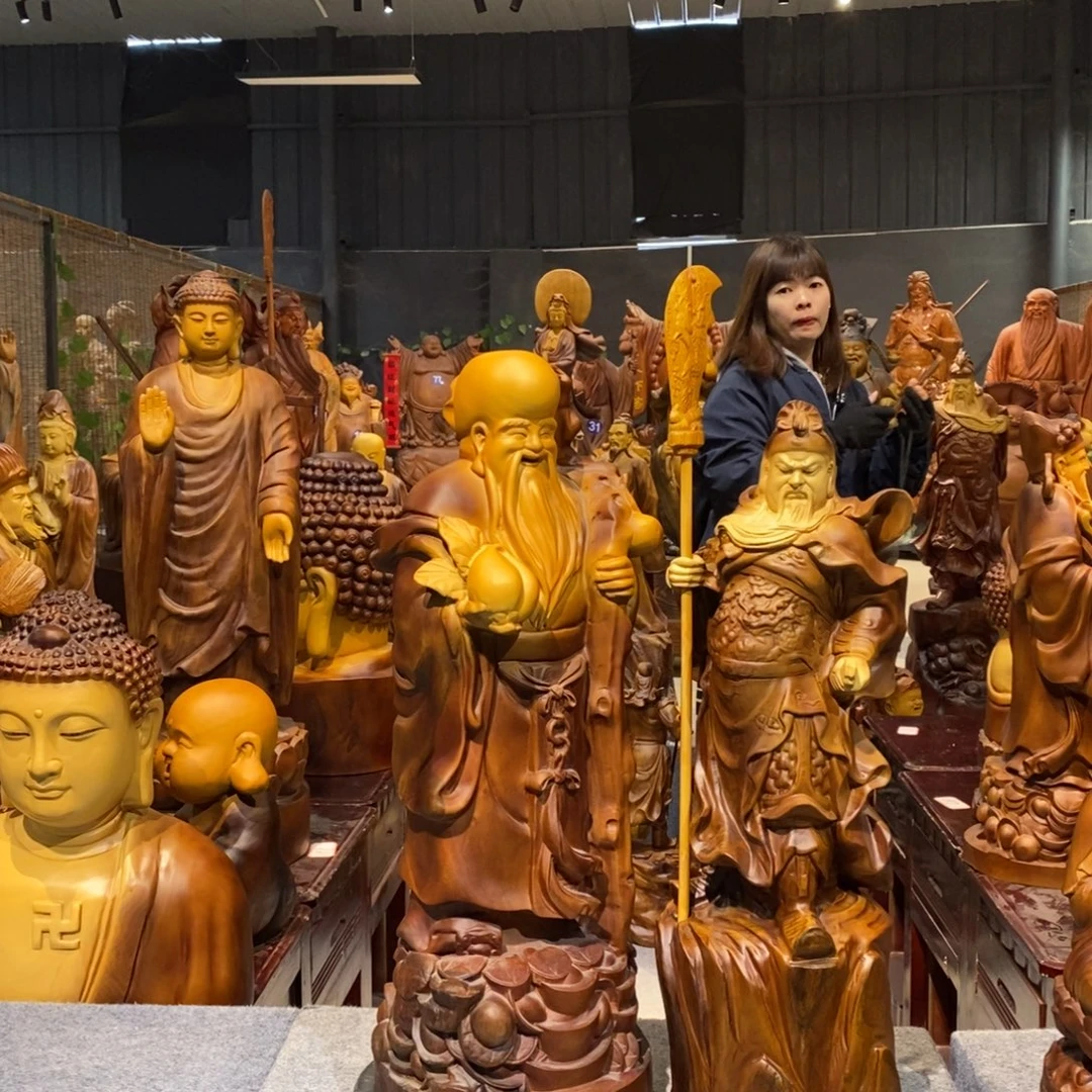 沉***默香樟木精雕寿星爷+关公