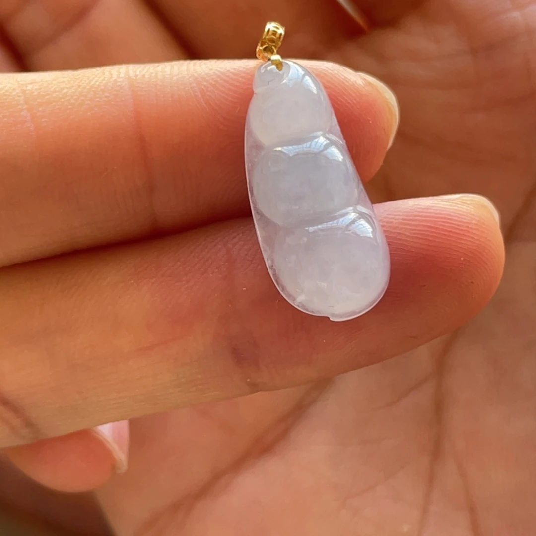 翡翠颈饰18K金镶嵌福豆