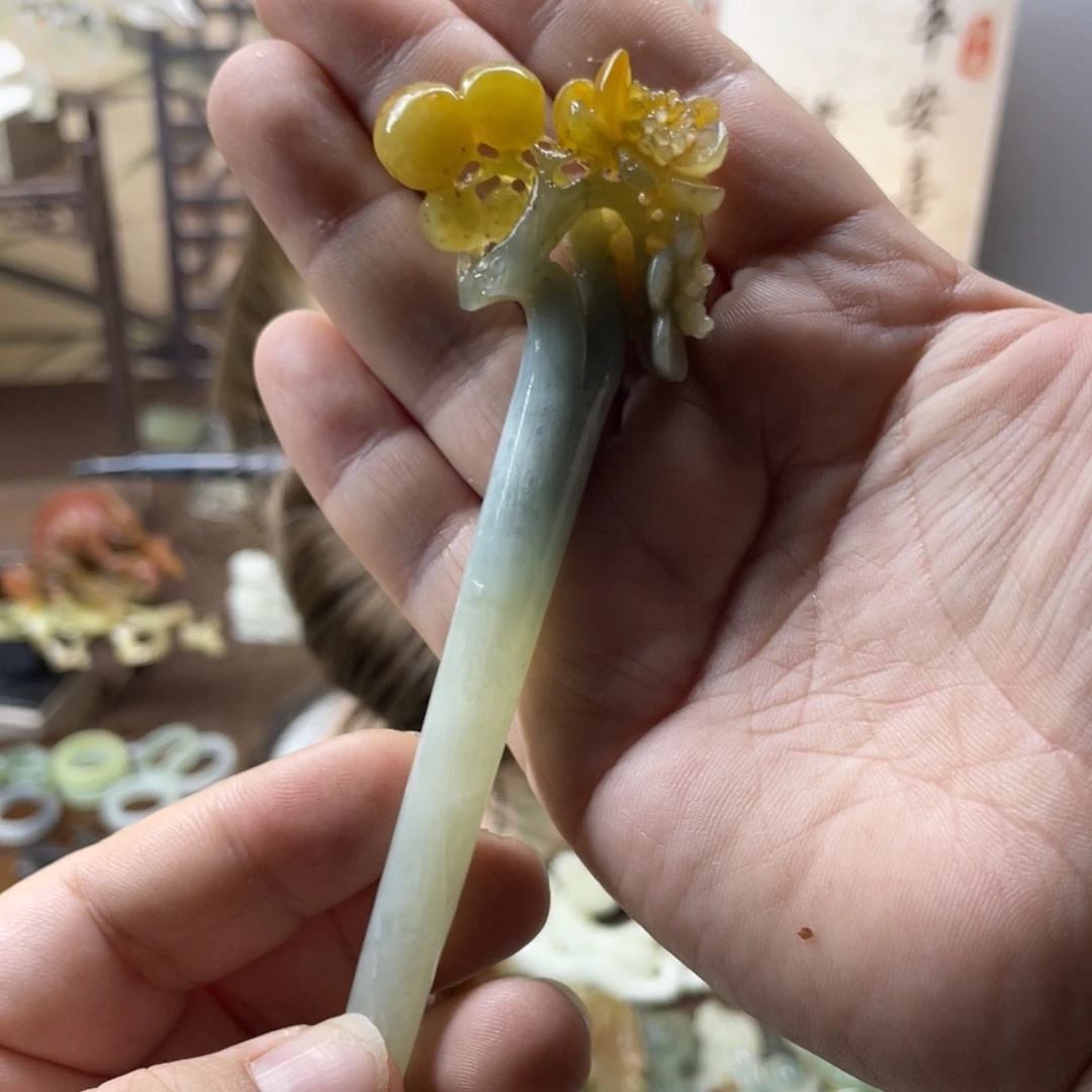 岫玉发饰未镶嵌Y**O岫玉发簪