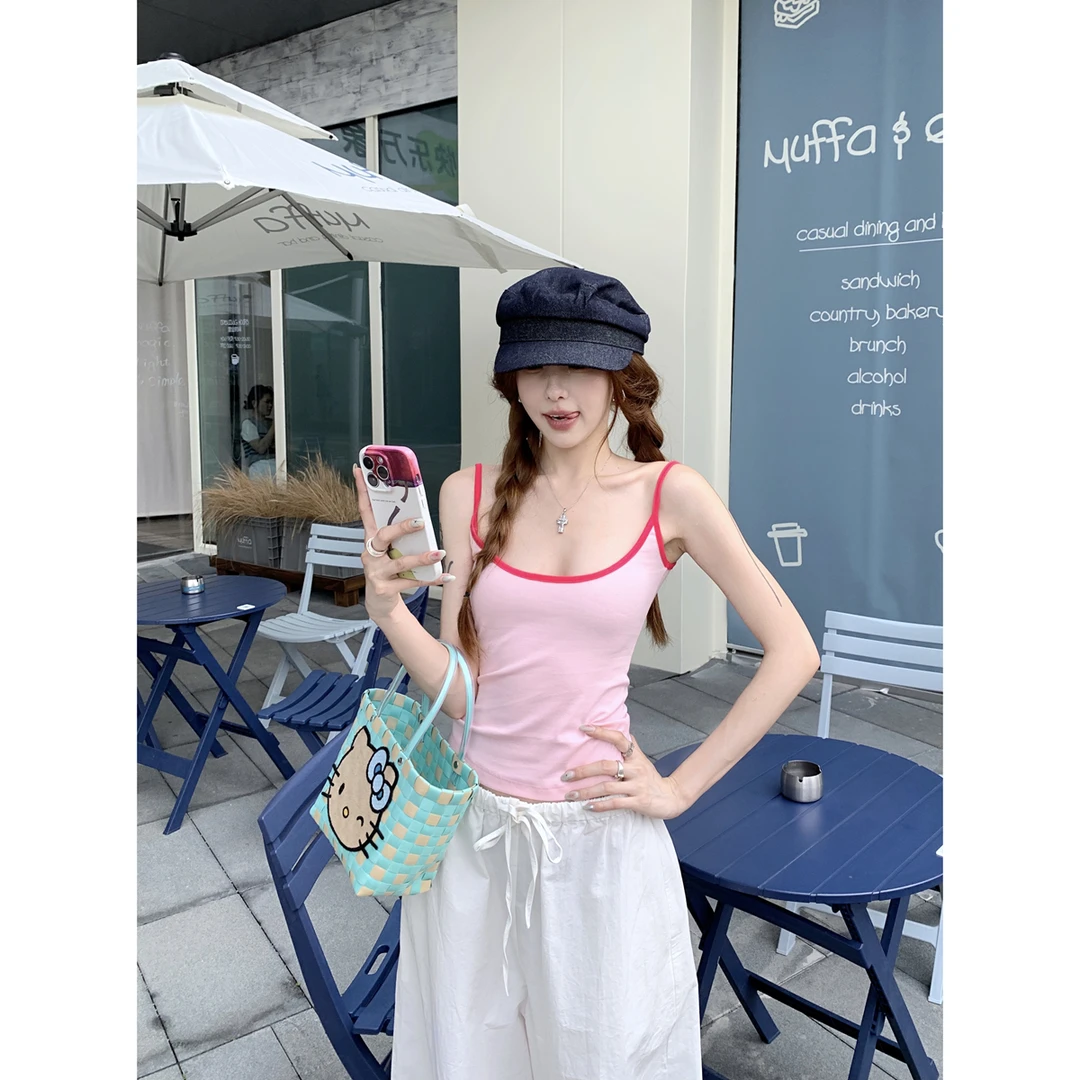 【潘潘专属】夏季显白百搭吊带背心气质撞色显瘦内搭