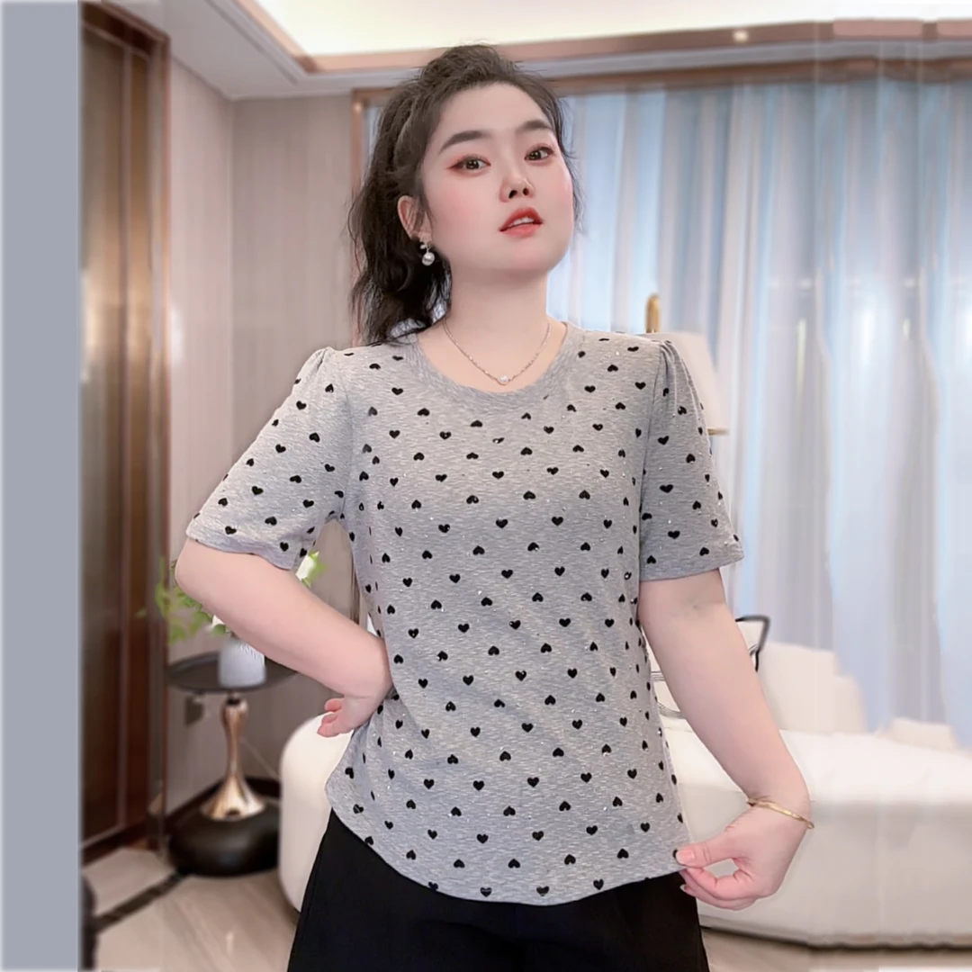 2025夏装新款胖mm大码女新中式设计感短袖上衣遮肉上衣
