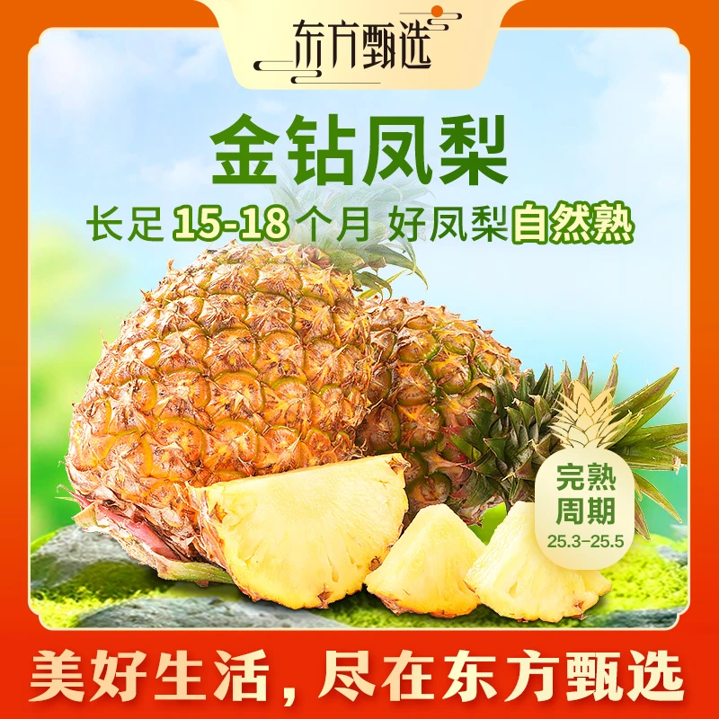 东方甄选自营金钻凤梨海南4.5斤装当季新鲜水果应季时令顺丰