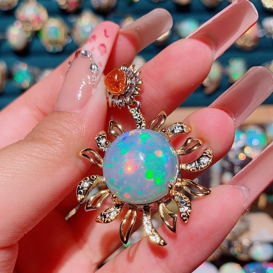 欧泊银S925镶嵌吊坠