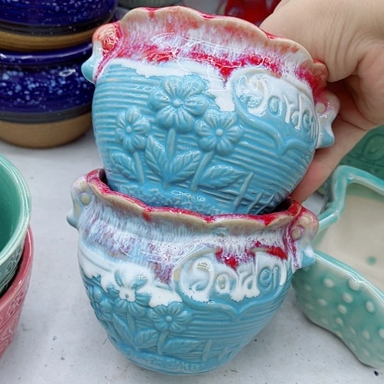 多肉绿植陶瓷花盆9.9包邮，有空