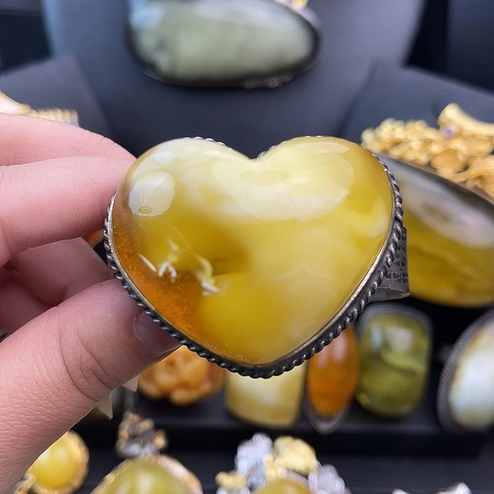 拉***尤琥珀银S925镶嵌裸石