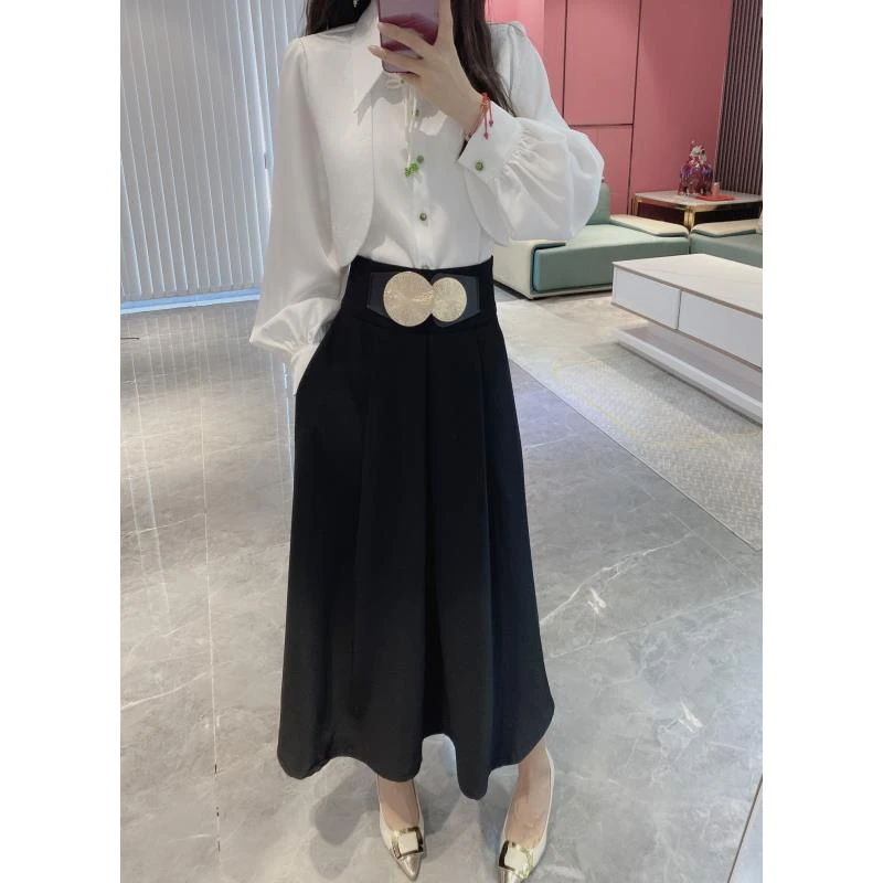 【橦颜推荐】大圆金属扣高腰A版半身伞裙2829