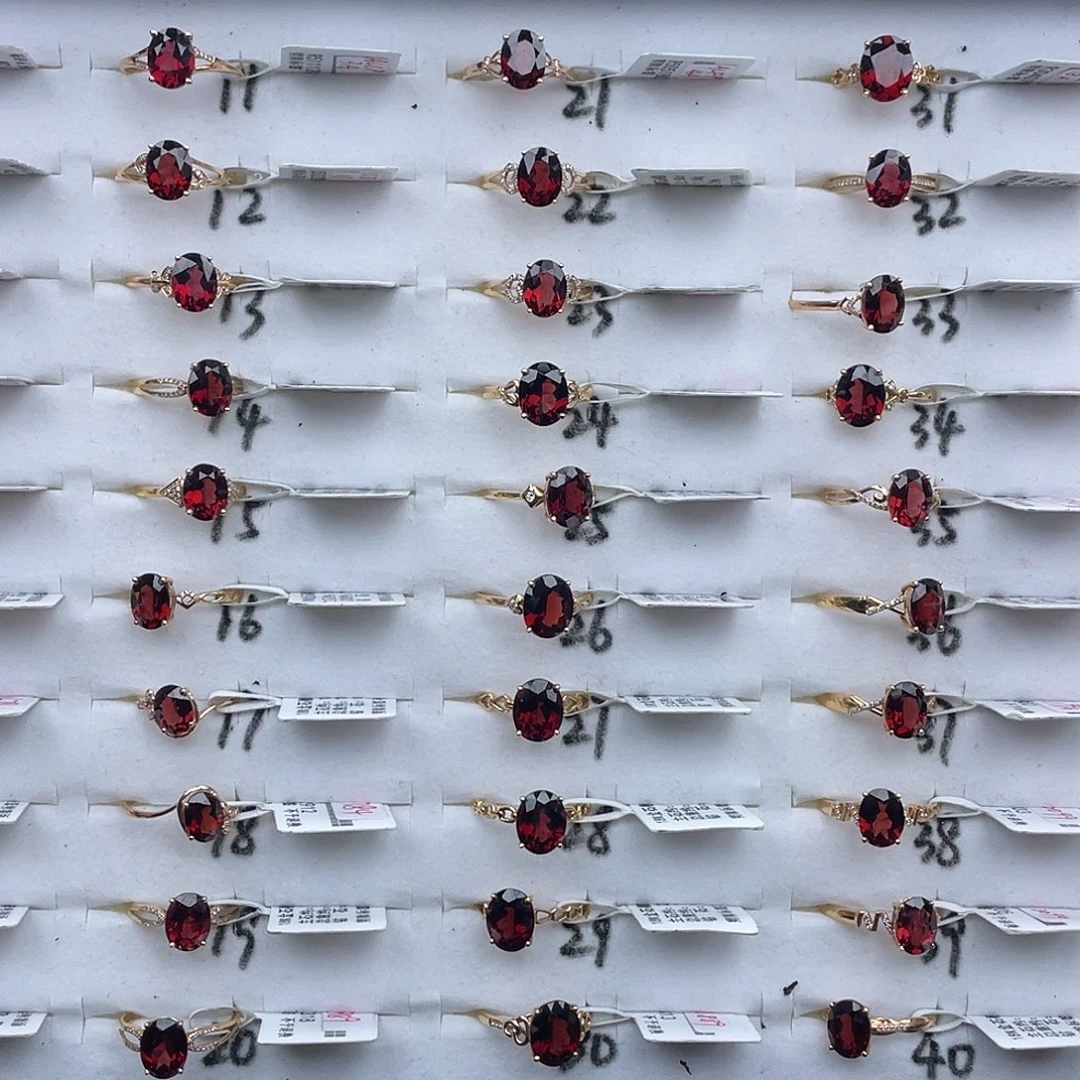 戒指石榴石18K金镶嵌