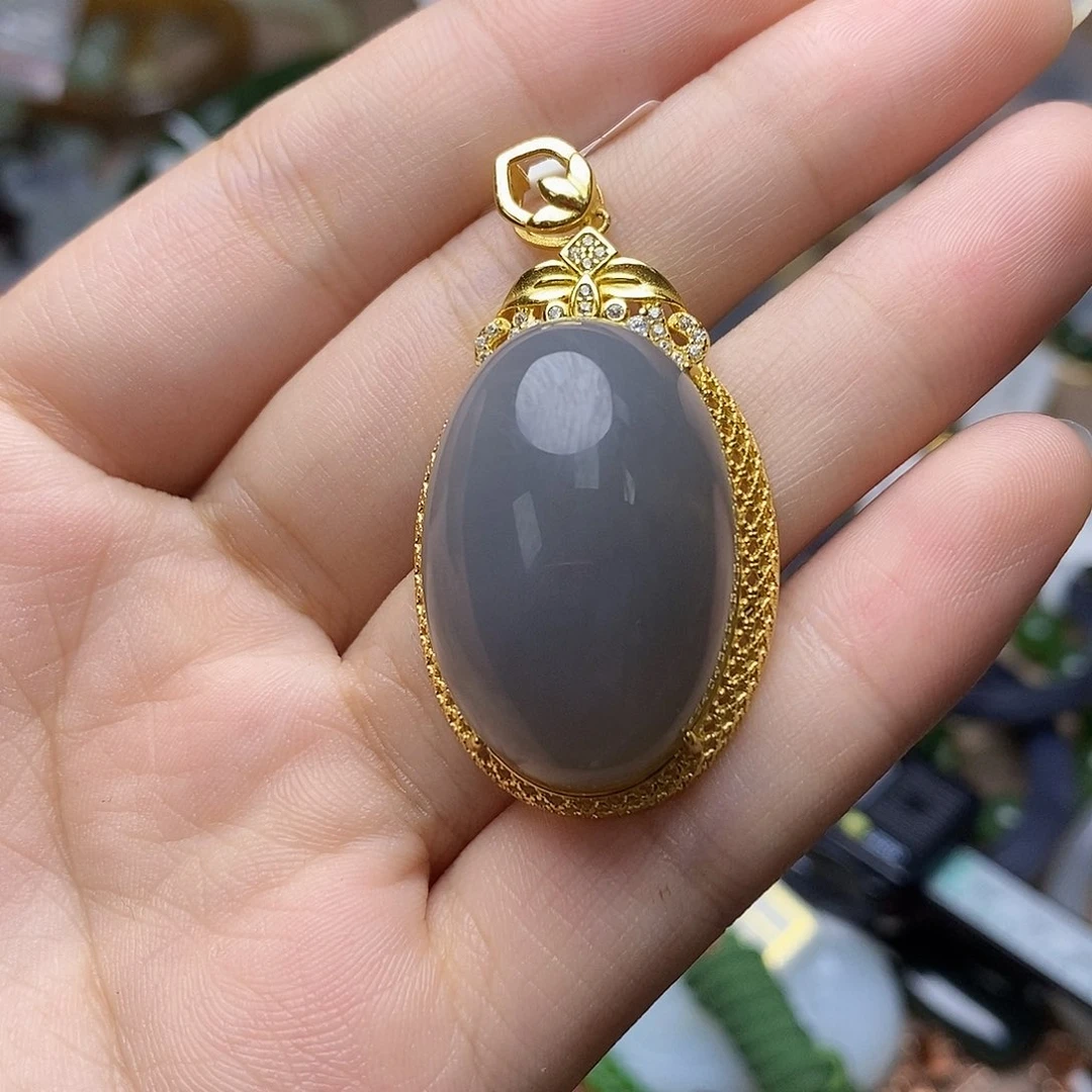 和田玉银S925镶嵌颈饰