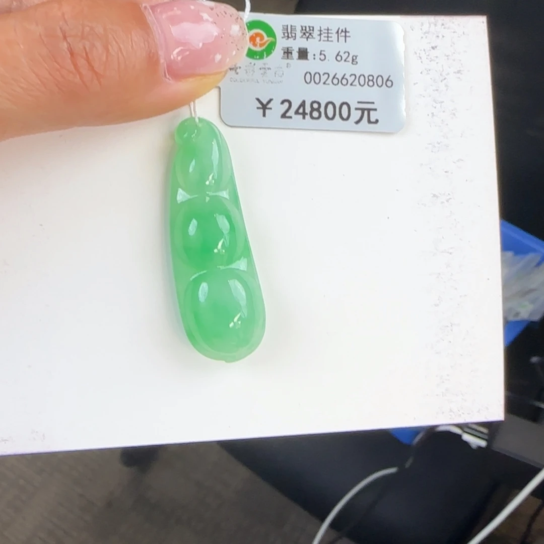 翡翠未镶嵌颈饰冰阳绿福豆