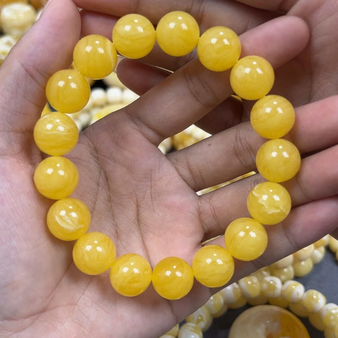 琥珀未镶嵌手串同料13.1mm