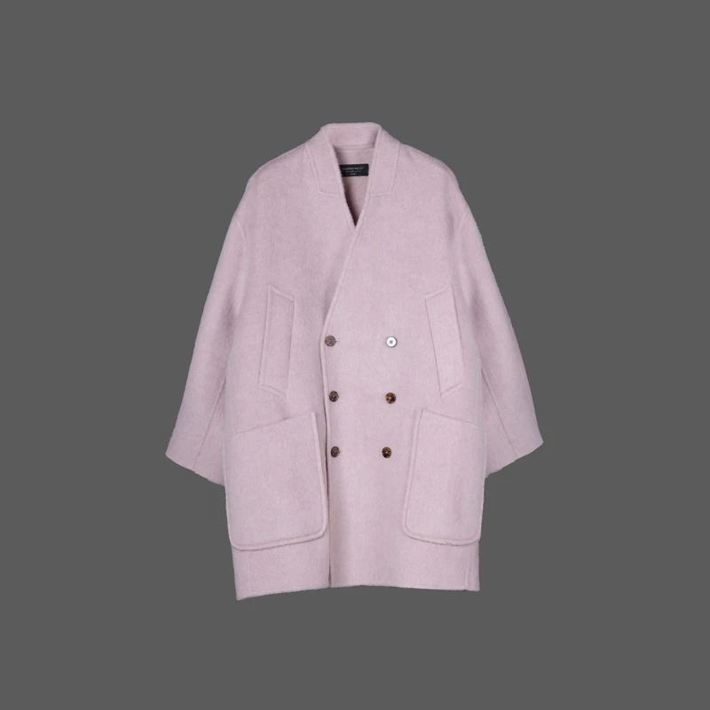 【BAMBOO MILLET黑标系列】TS6755设计师时尚气质中长款骆驼绒大衣