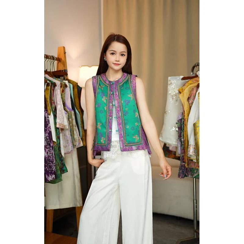 CHUNTIAN/椿锦【锦时】新中式宋锦提花双面双穿时尚马甲