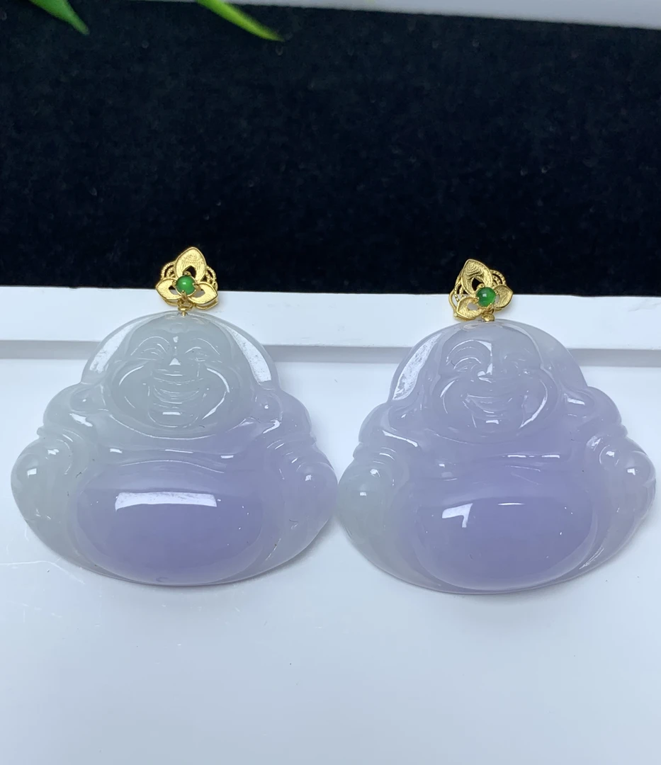 天然A货18K金镶嵌冰紫佛公/多样性发一