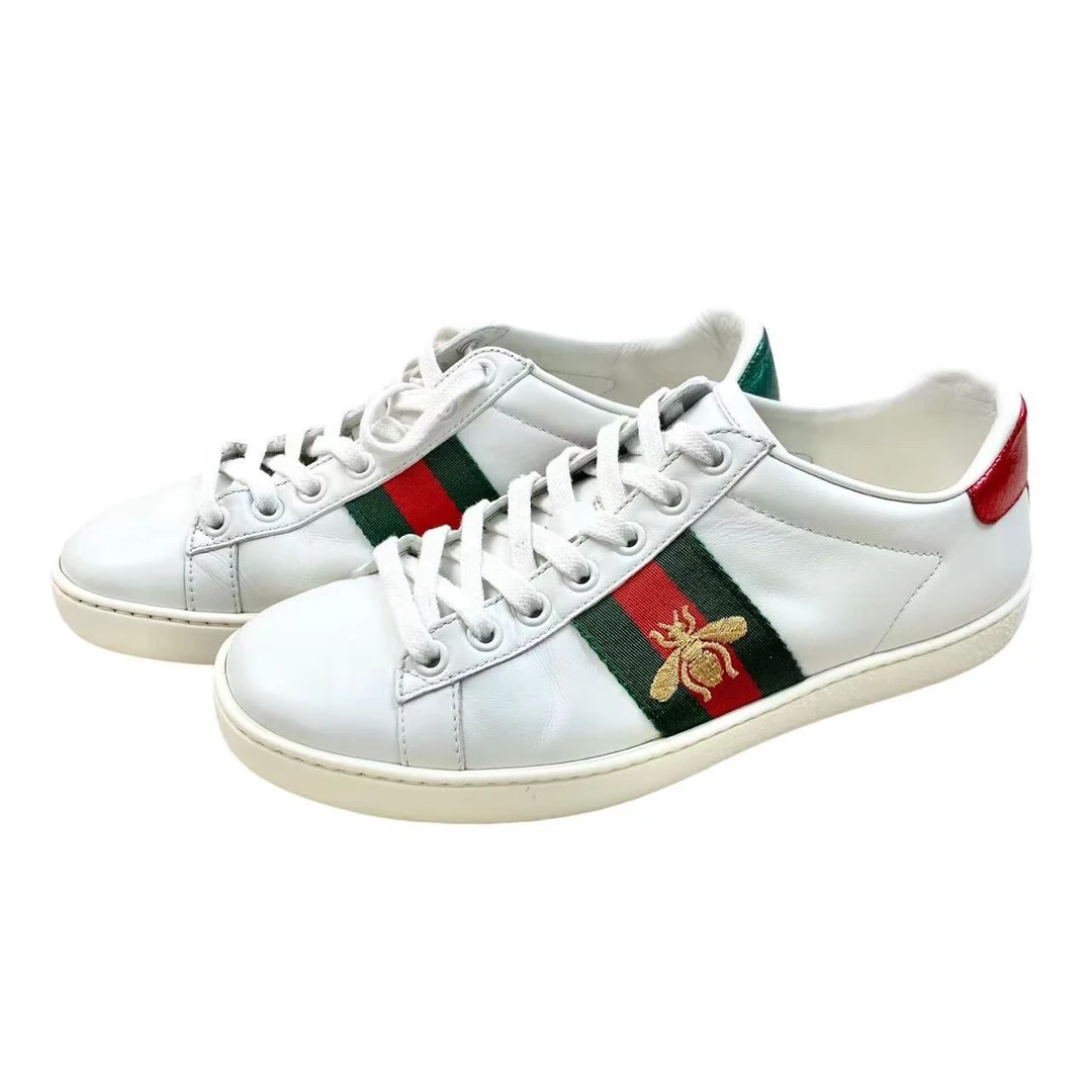 95新 GUCCI/古驰 pp1019 经典小蜜蜂板鞋 35码