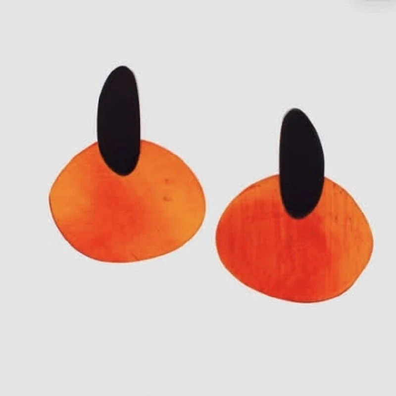 铜合金耳饰 法国O*N红色蛋黄耳环华丽时尚百搭个性气质小众