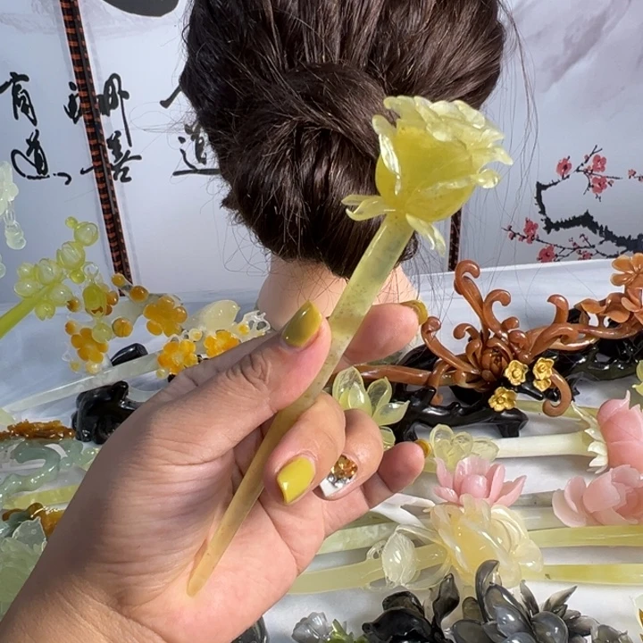 靓***o定制蛇纹石玉毛货发饰