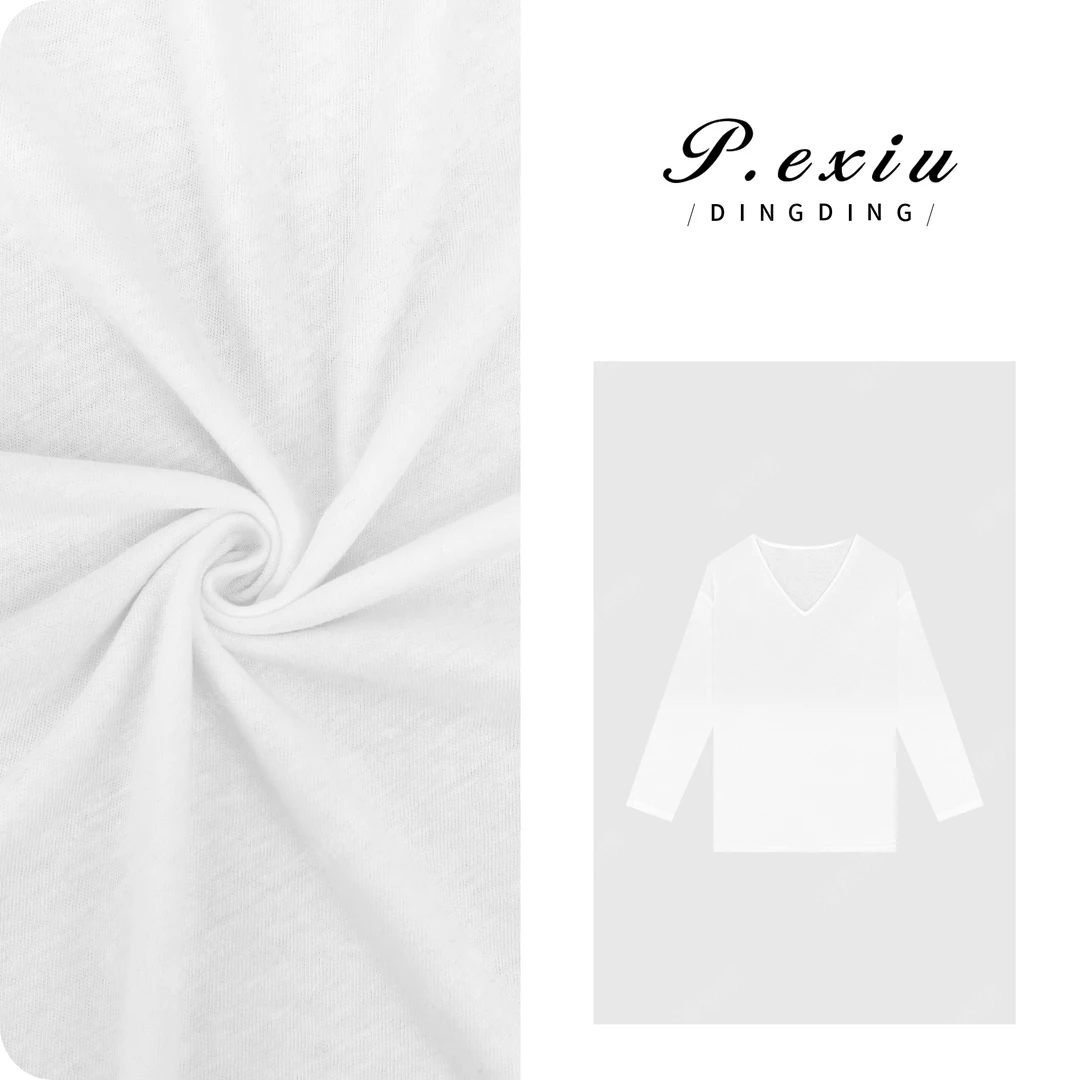 PanYiXiu/潘依绣100%棉极简风V领轻糯长袖T恤 W-62842