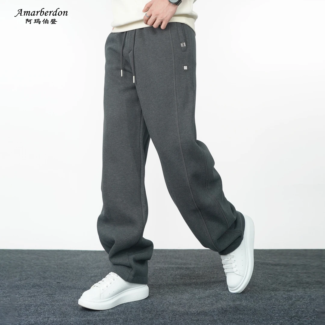 Amarberdon/阿玛伯登冬季保暖宽松男士休闲裤加绒加厚百搭卫裤