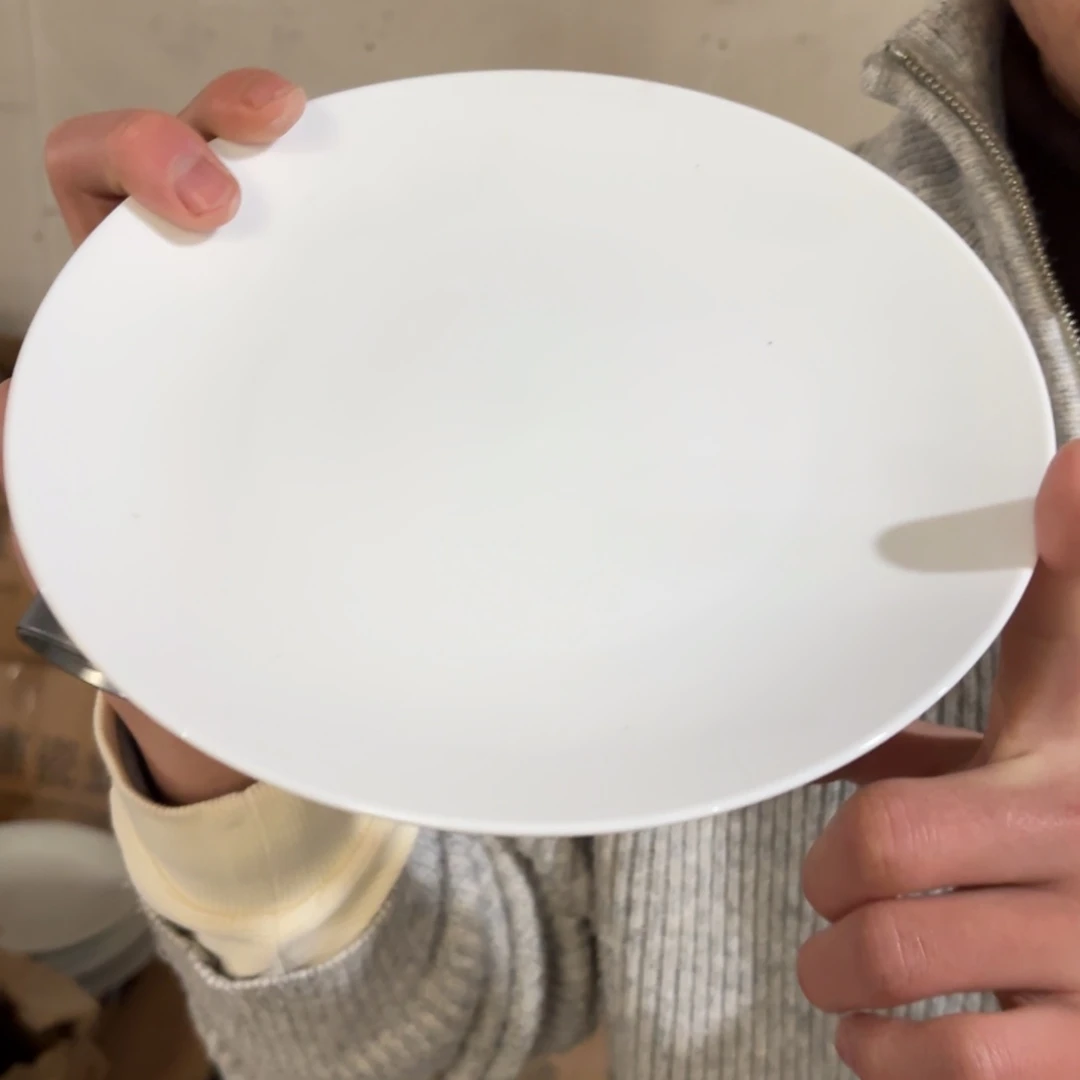 瓷8英寸高白泥炒菜盘6只微瑕