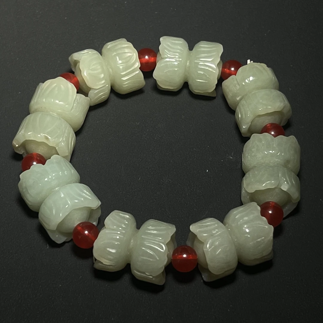 清代莲花纹玉手串/ZJ.09002/集萃斋