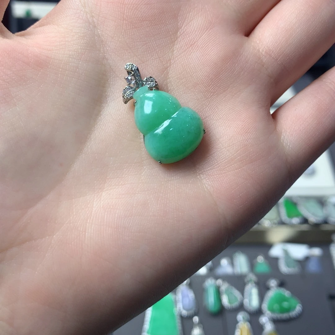 翡翠银S925镶嵌挂件