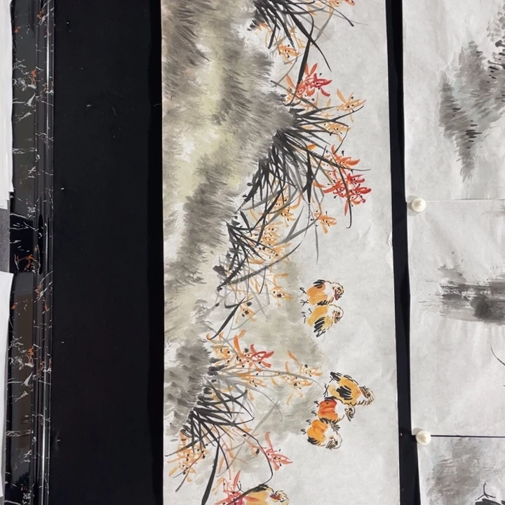 为***g国画六尺对开作品